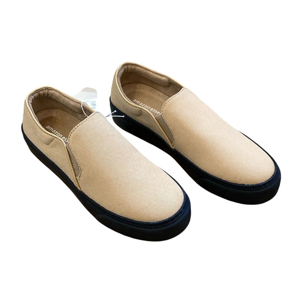 Amazon Essentials Womens Slip-On Canvas‎ Shoes Size 7 Tan Black Casual Comfort